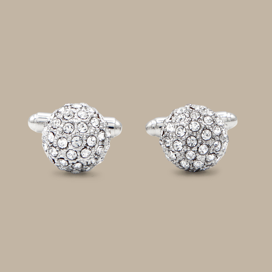 Silver Festive Sphere Cuff Links — garment photograph