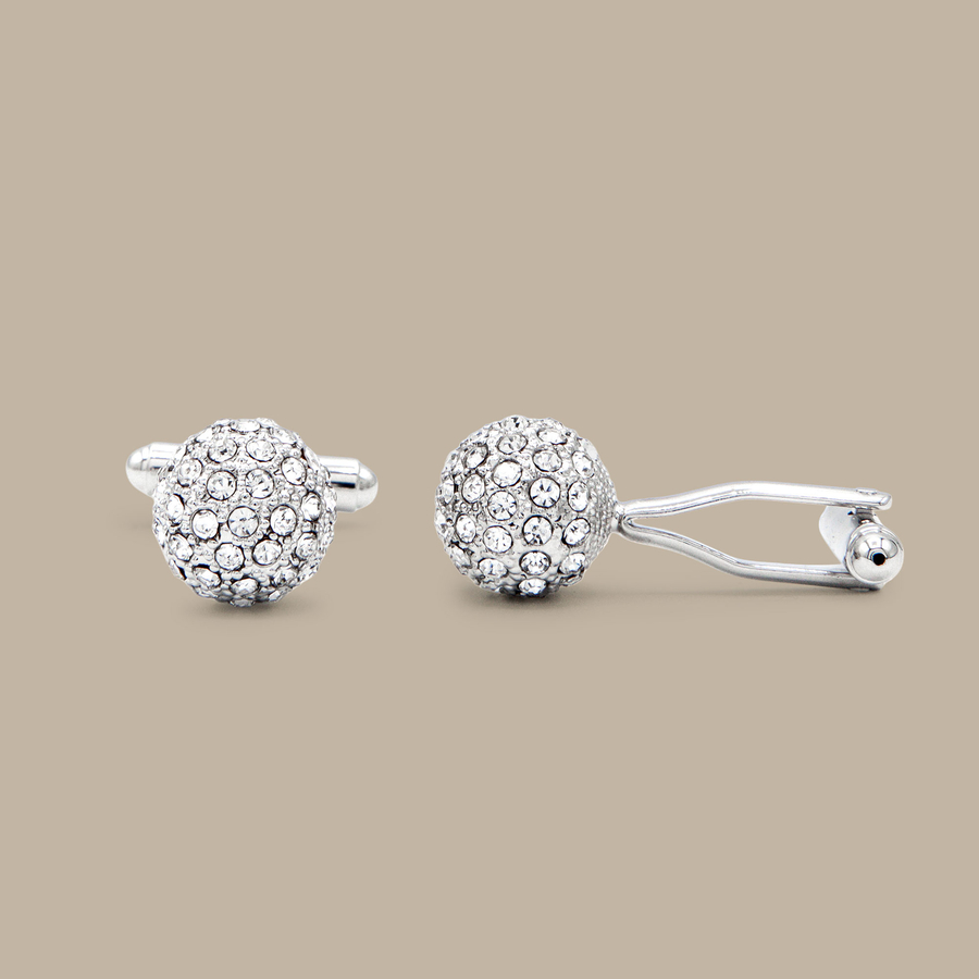 Silver Festive Sphere Cuff Links — garment photograph