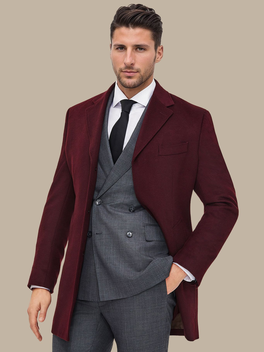 The Burgundy Wool Overcoat — garment photograph