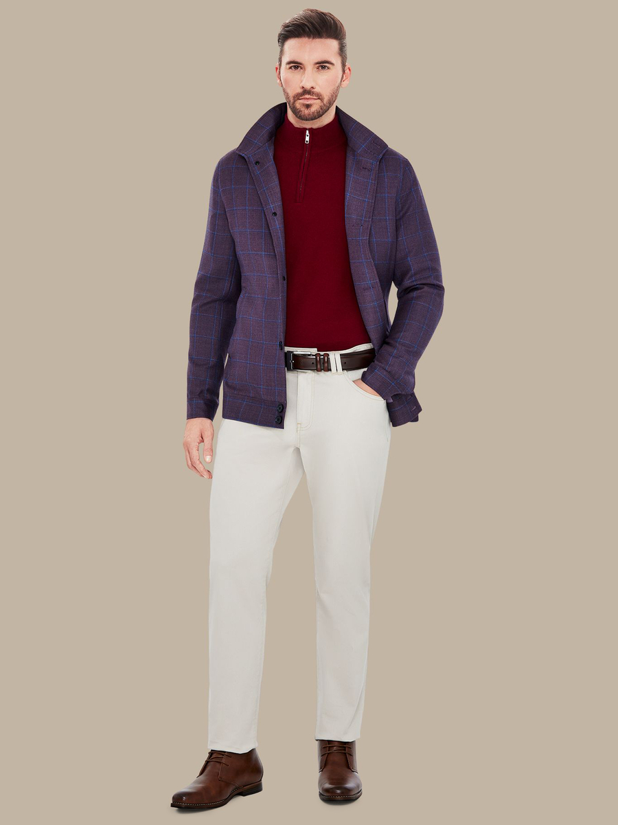 The Crimson Windowpane Bomber — garment photograph