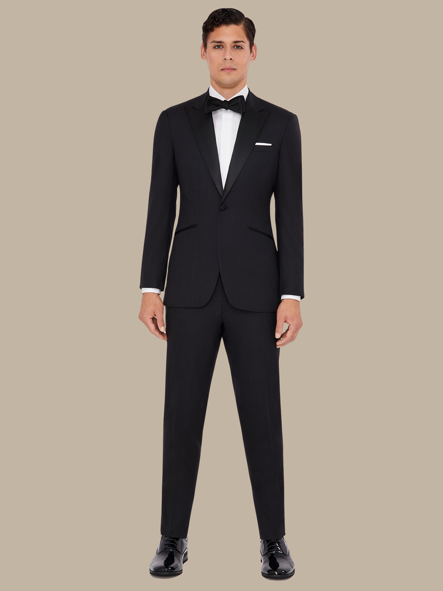 The Charcoal Herringbone Dinner Jacket — garment photograph