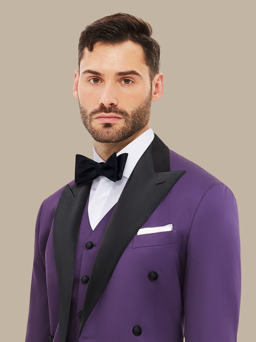 The Plum Merino Three-Piece Tuxedo — garment photograph