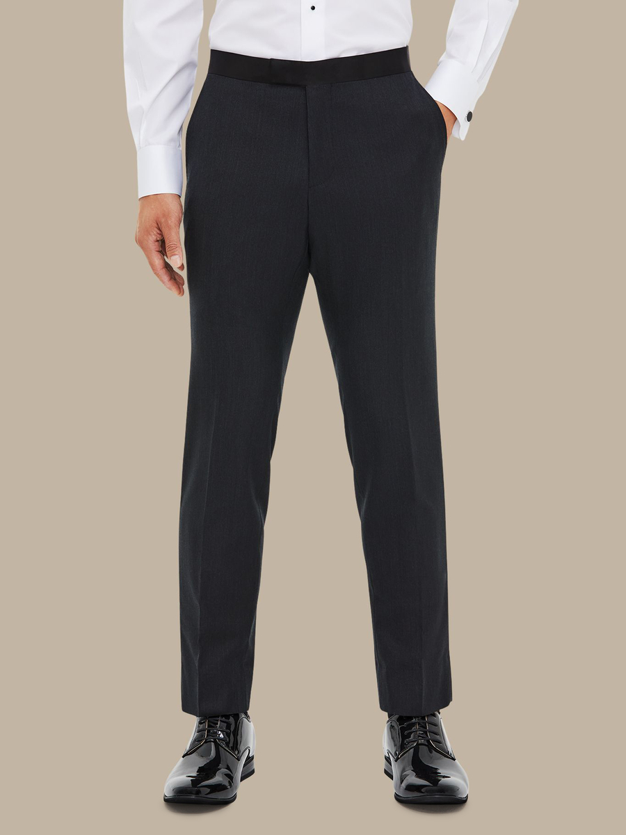 The Charcoal Worsted Tuxedo Trousers — garment photograph