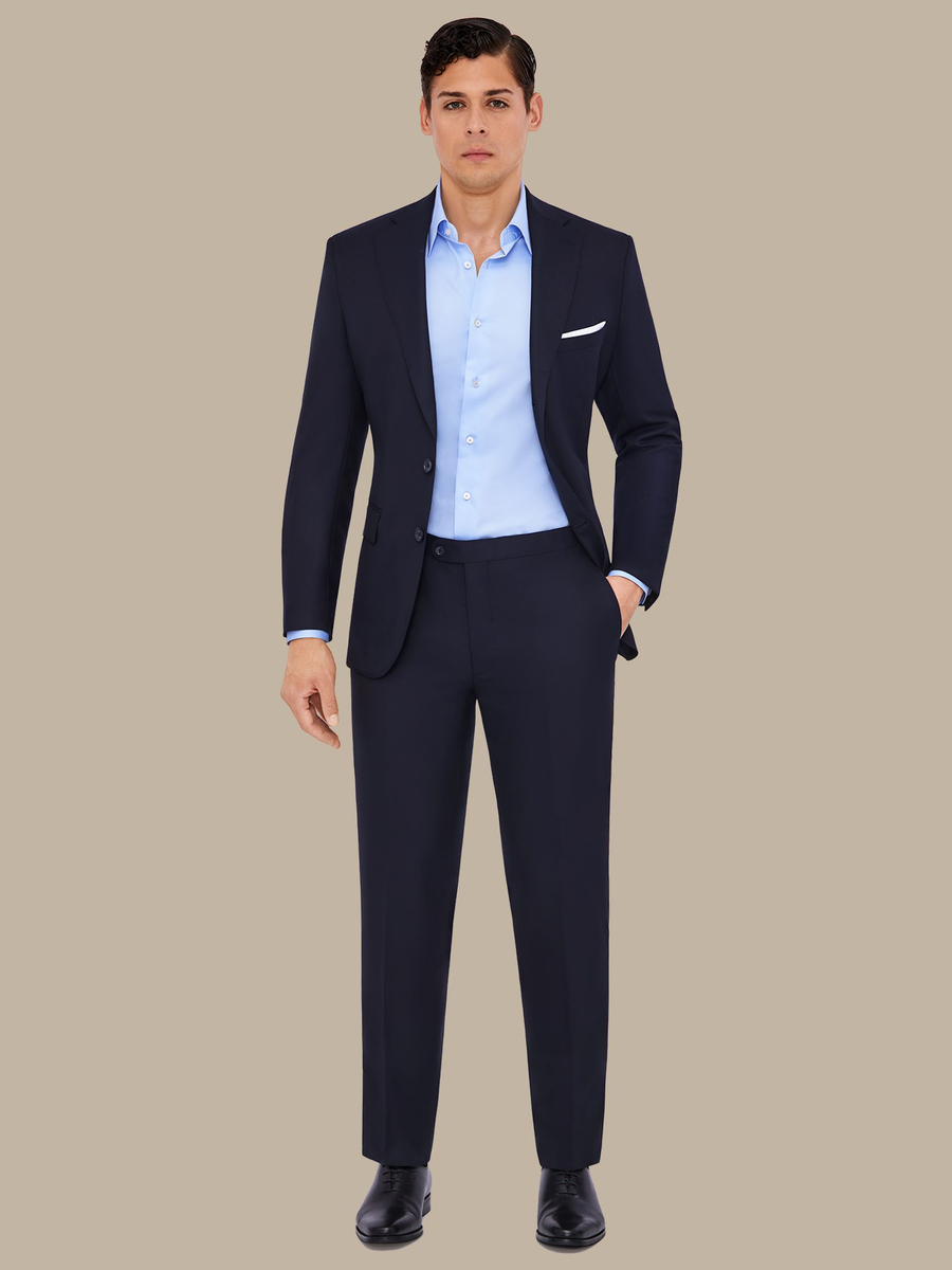 The Navy Worsted Suit — garment photograph