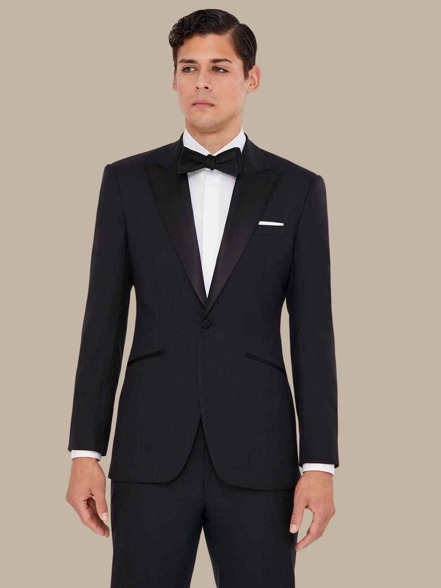 The Charcoal Herringbone Dinner Jacket — garment photograph