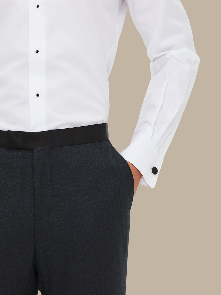 The Charcoal Worsted Tuxedo Trousers — garment photograph