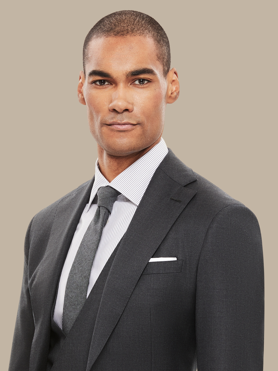 The Dark Grey Essential Three-Piece Suit — garment photograph