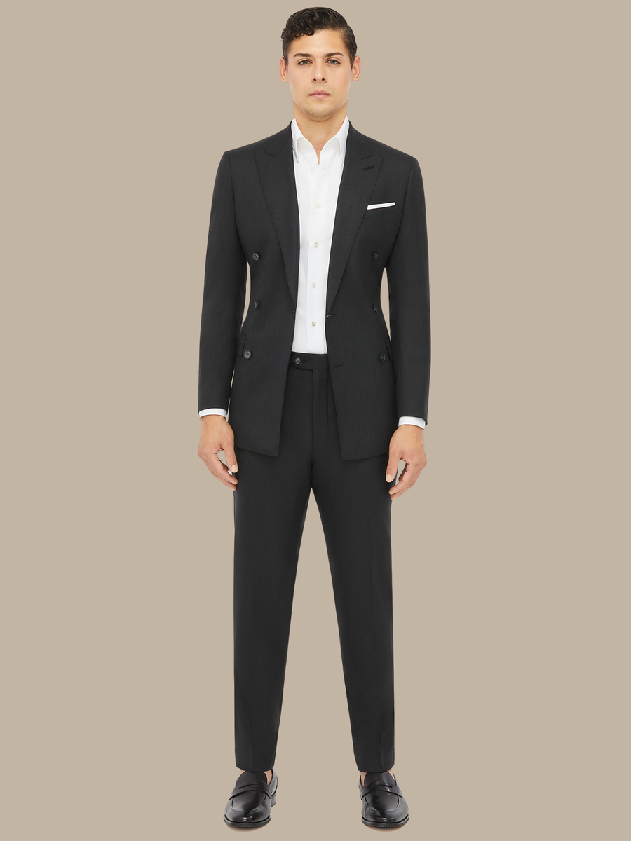 The Charcoal Herringbone Trousers — garment photograph