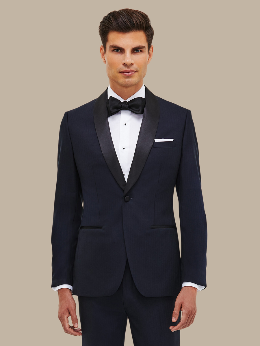 The Navy Herringbone Tuxedo — garment photograph
