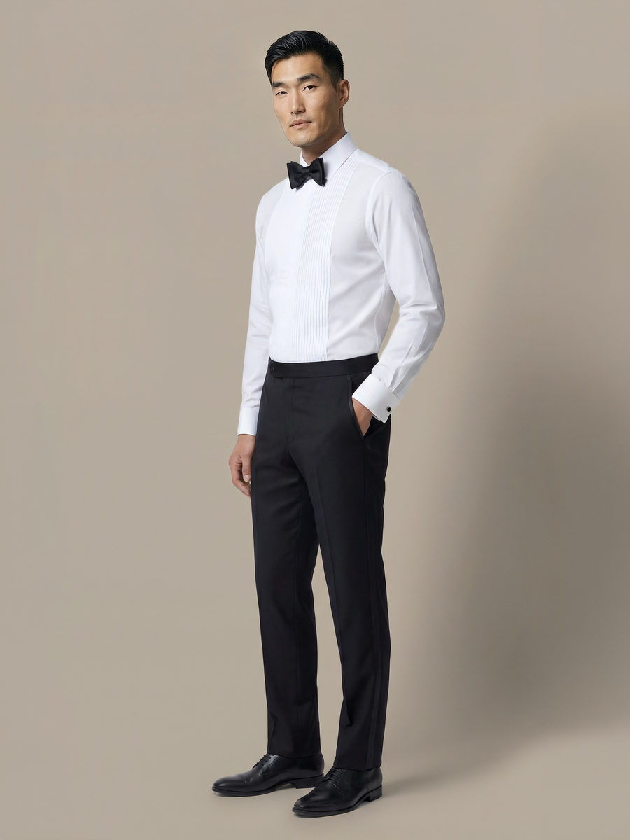 100's 2-Ply White Tuxedo Shirt — garment photograph
