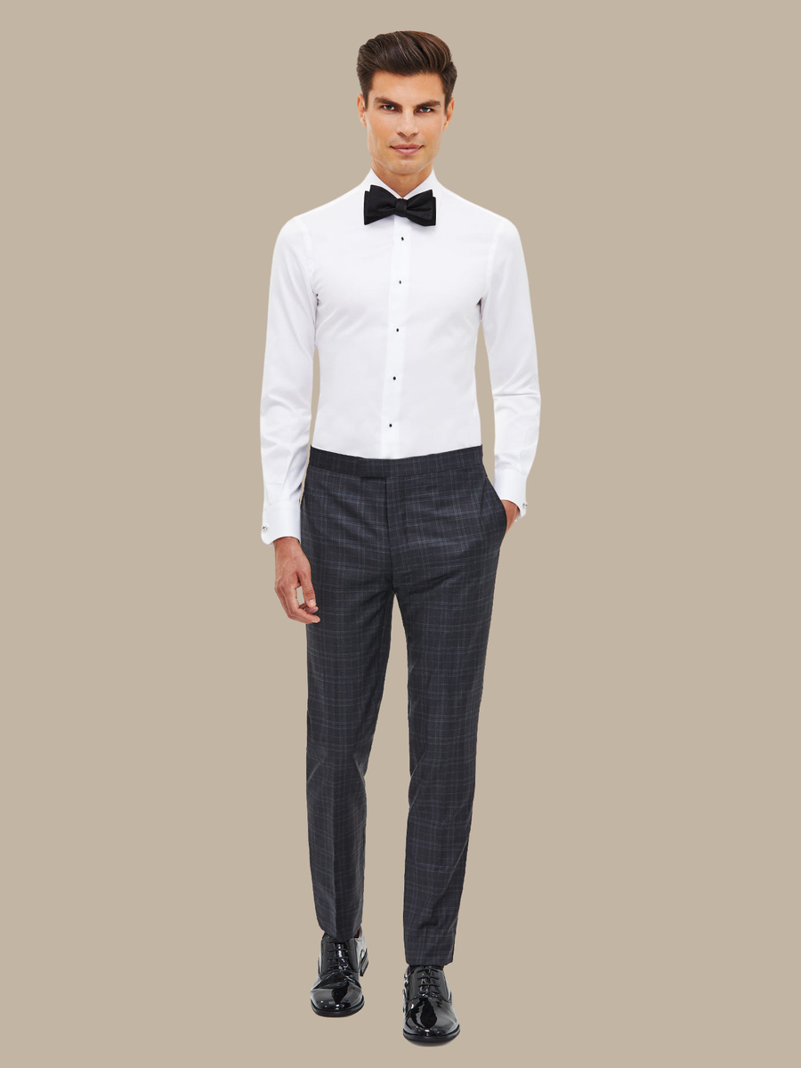 The Grey Plaid Tuxedo Trousers — garment photograph