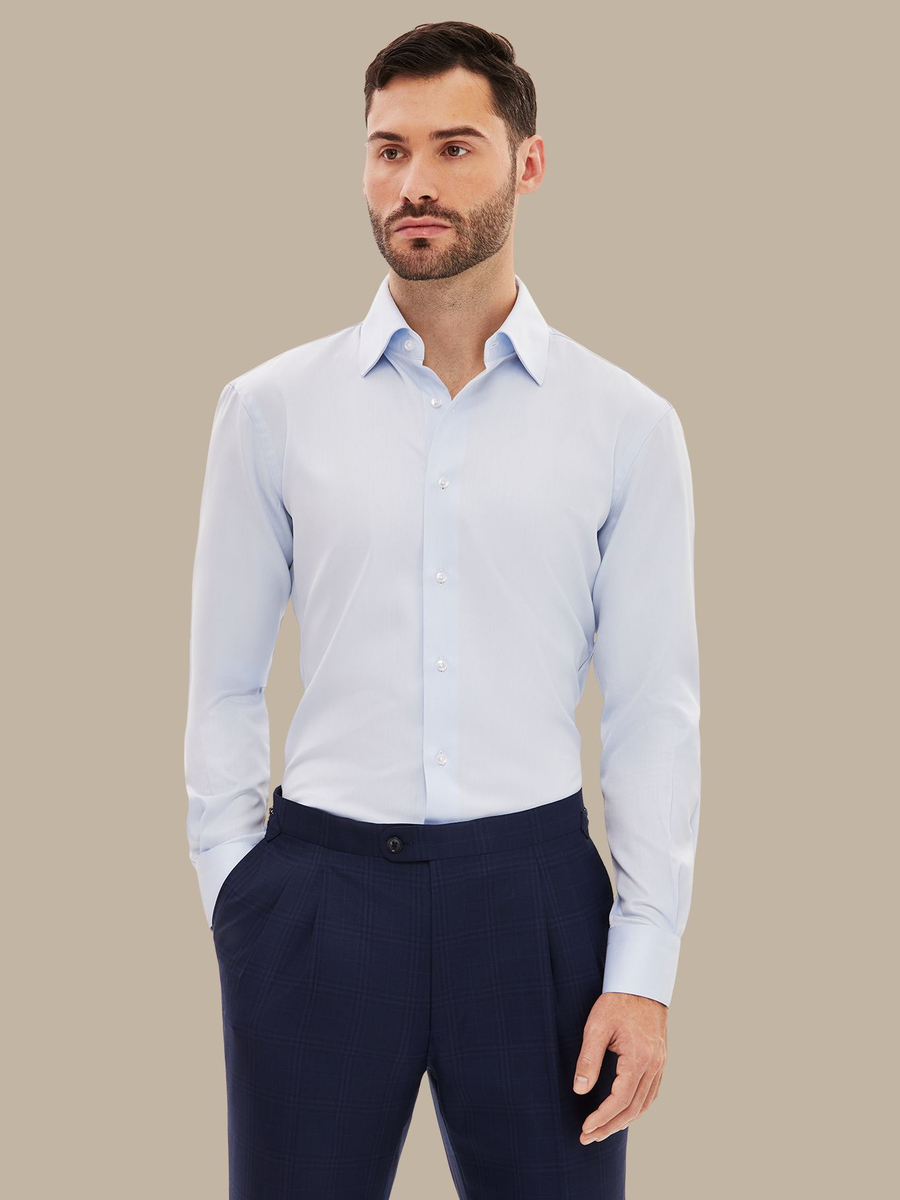 The Light Blue Herringbone Shirt — garment photograph