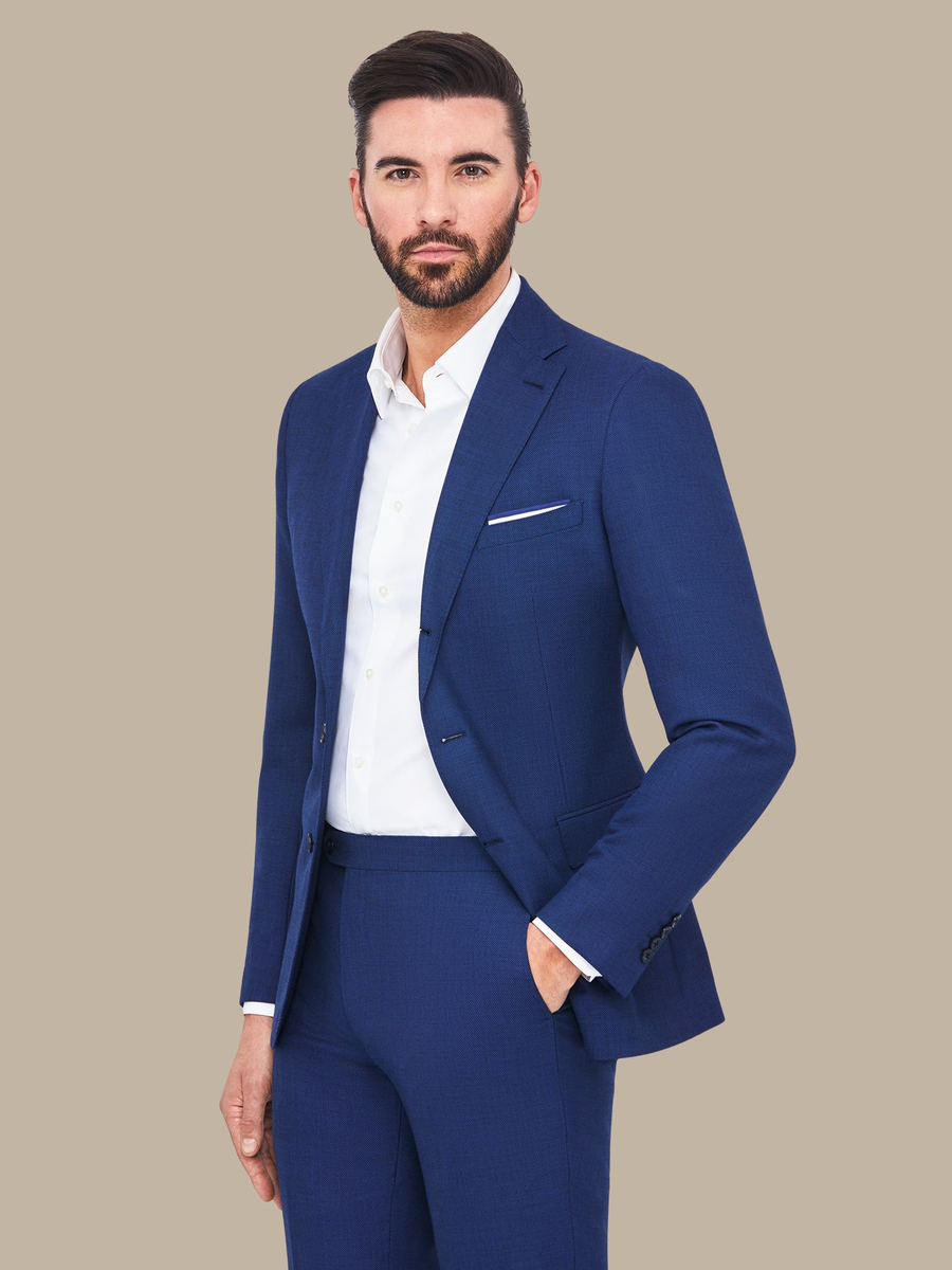 The Sapphire Birdseye Jacket — garment photograph