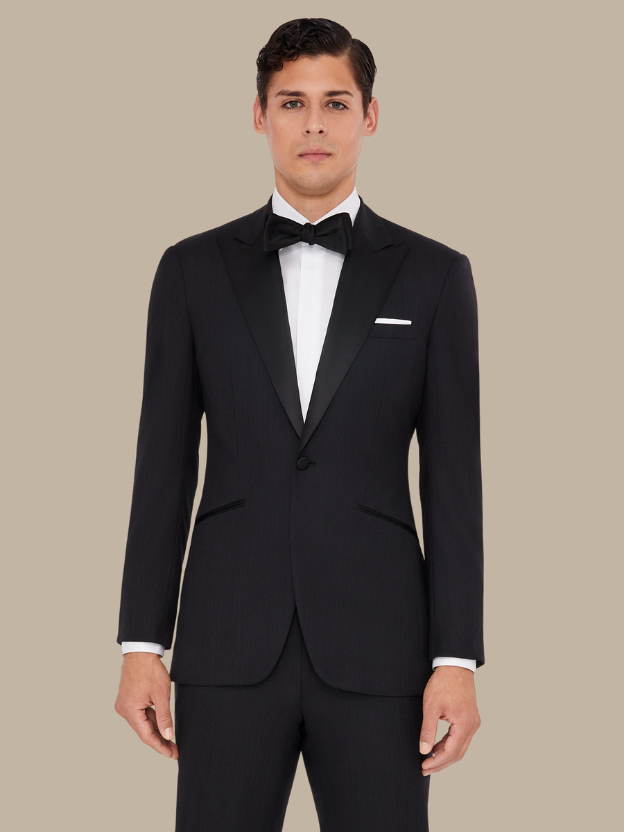 The Charcoal Herringbone Dinner Jacket — garment photograph