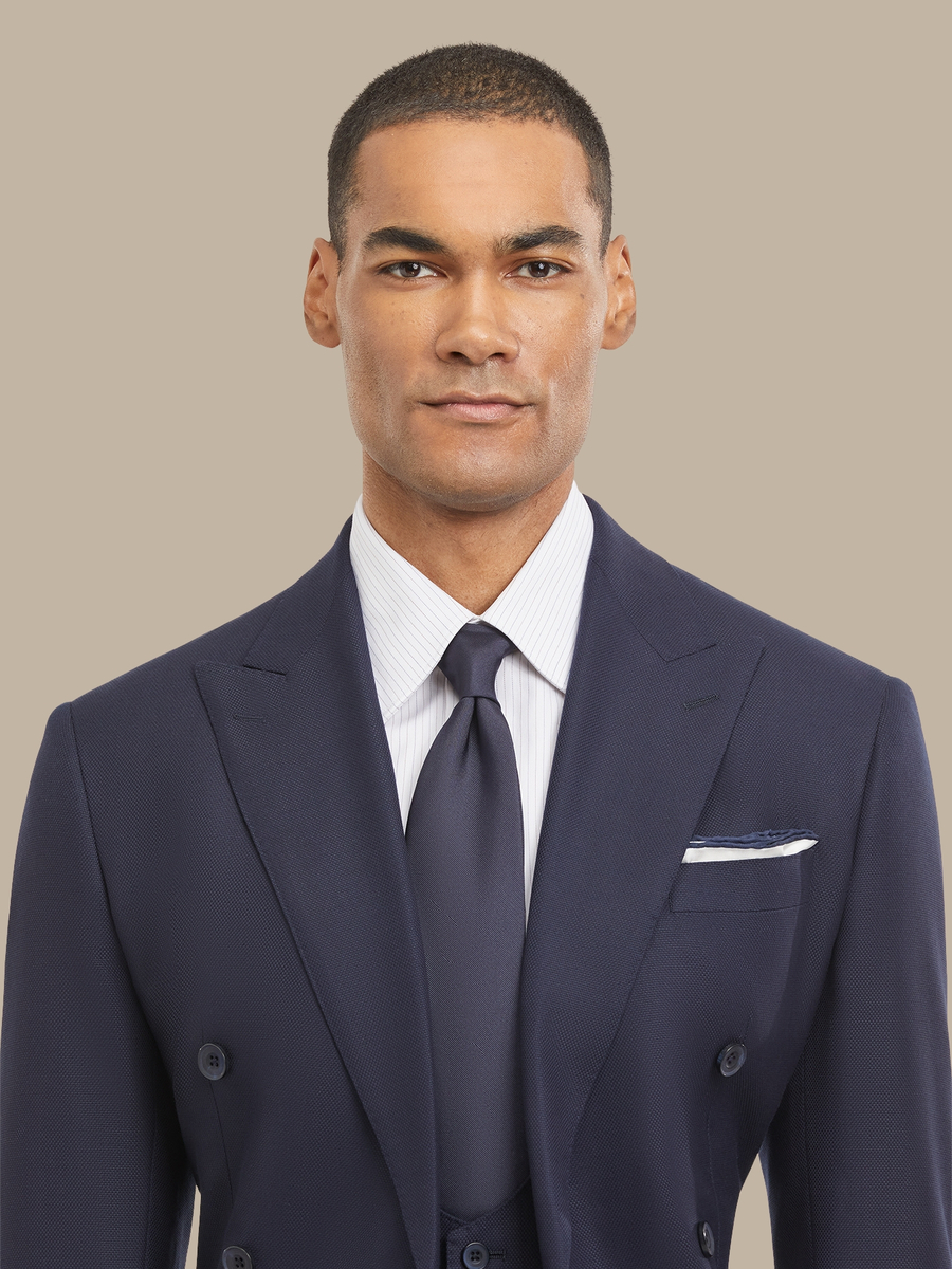 S180's Dark Blue Hopsack Three Piece Suit — garment photograph