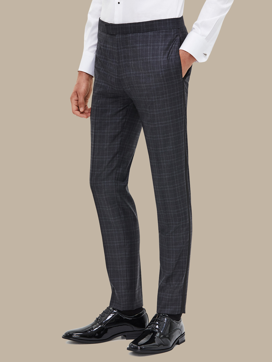 The Grey Plaid Tuxedo Trousers — garment photograph