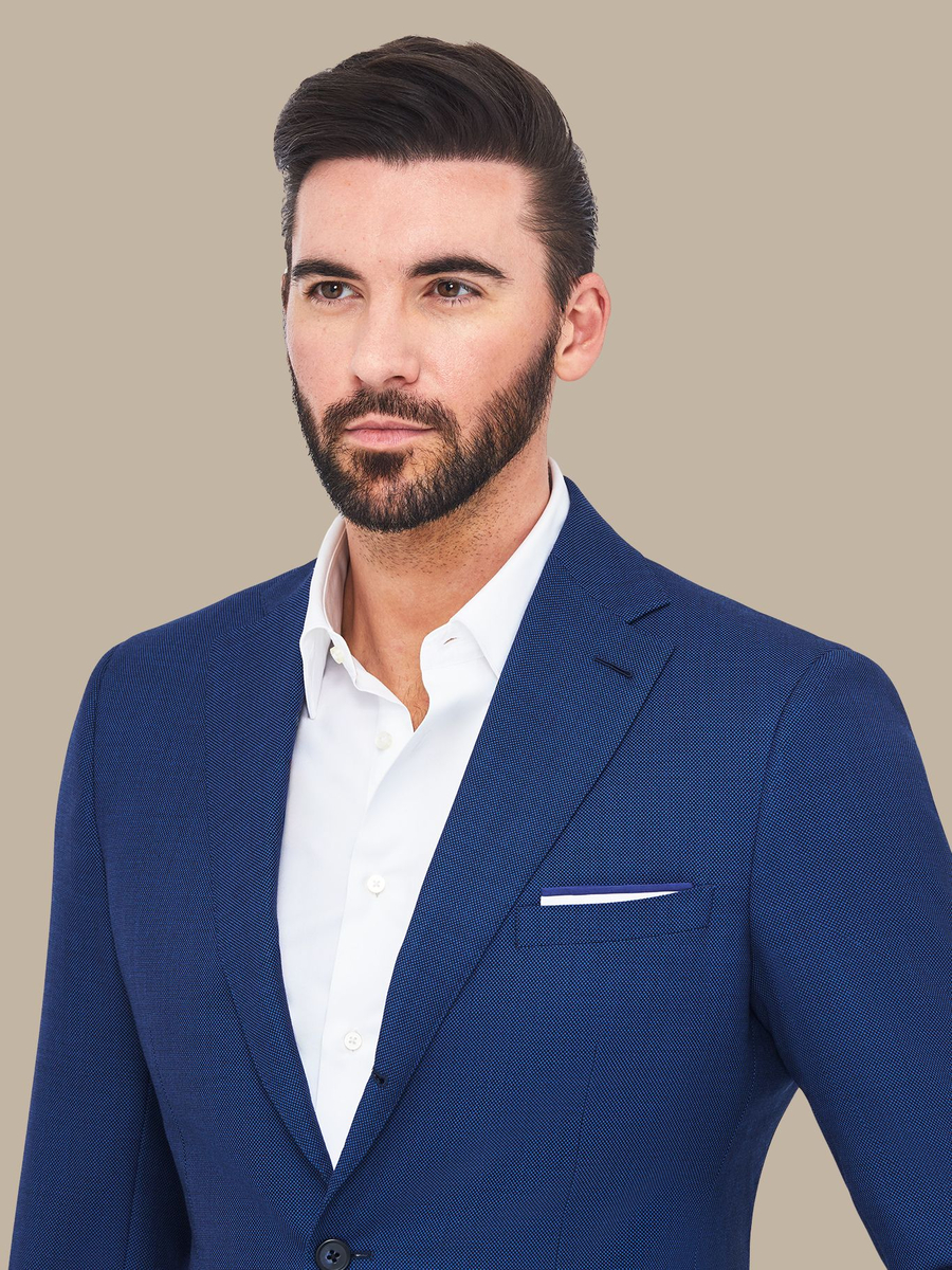 The Sapphire Birdseye Jacket — garment photograph