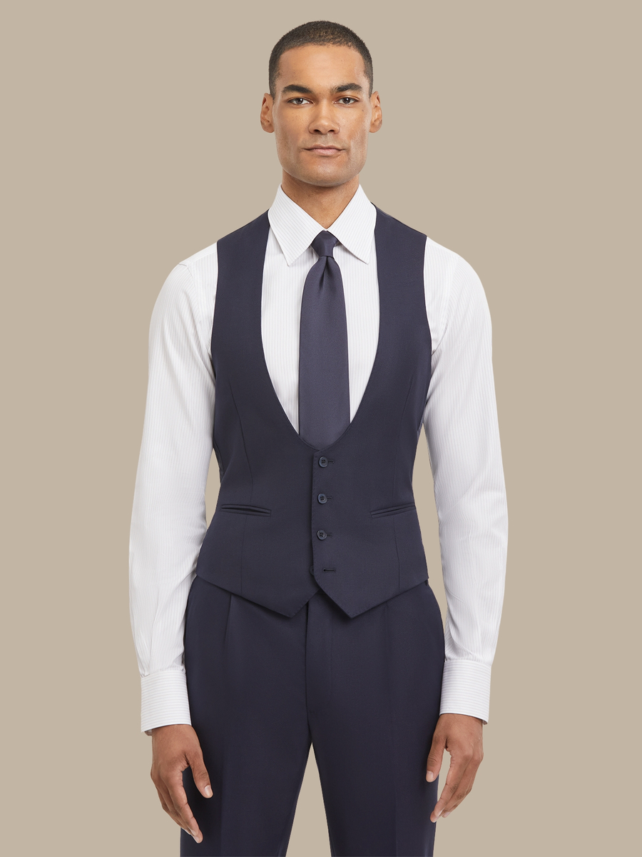 S180's Dark Blue Hopsack Waistcoat — garment photograph