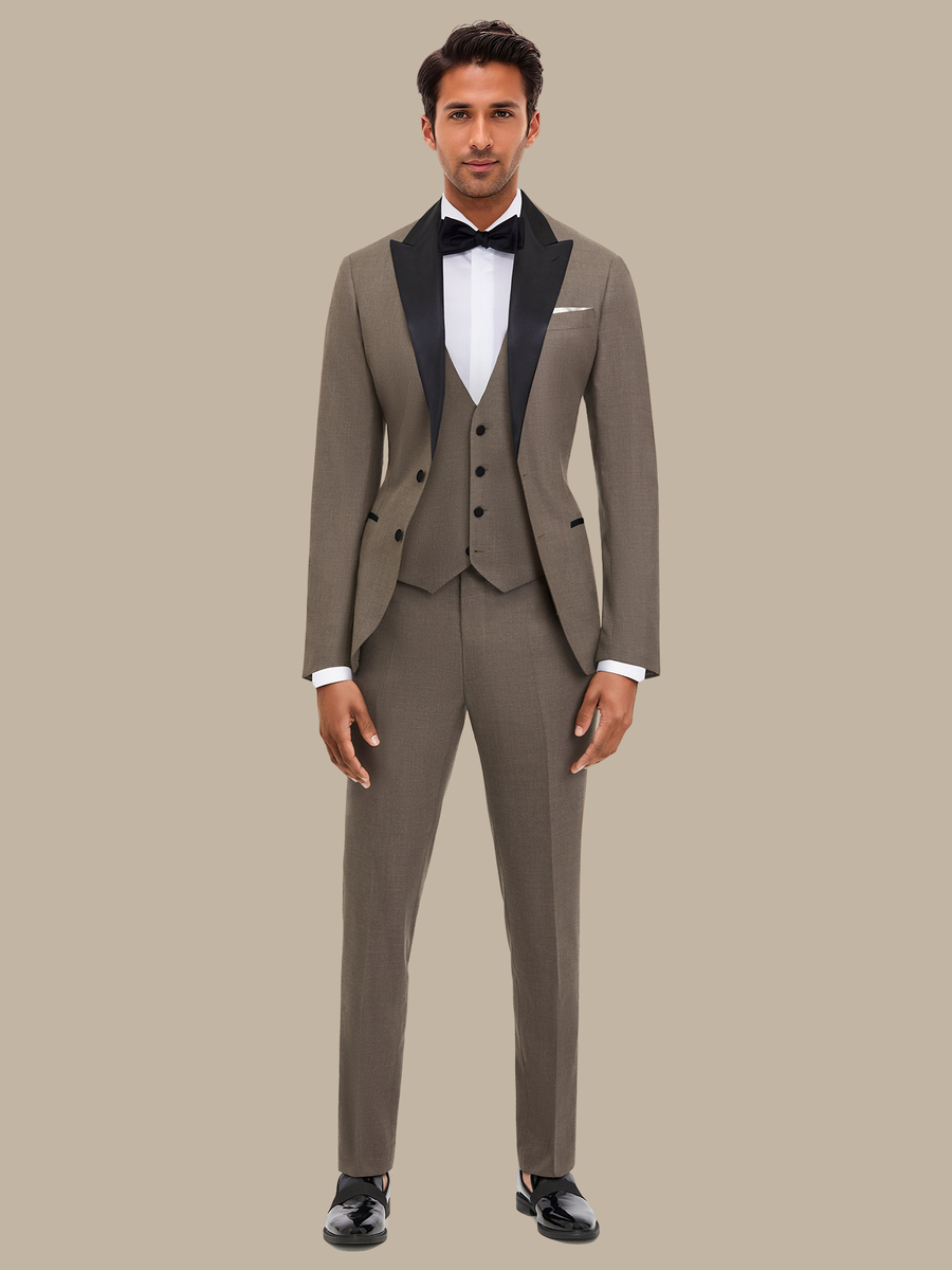S180's Taupe Hopsack Three Piece Tuxedo — garment photograph