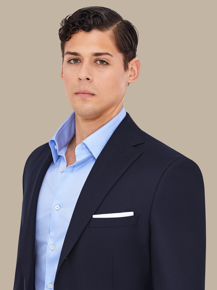 The Navy Worsted Suit — garment photograph