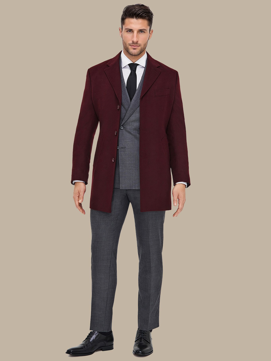 The Burgundy Wool Overcoat — garment photograph