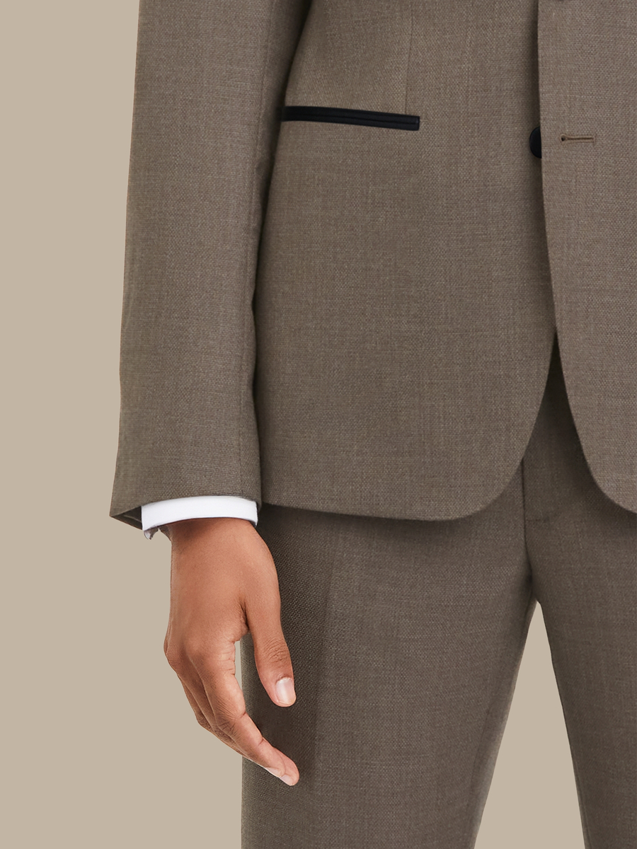 S180's Taupe Hopsack Three Piece Tuxedo — garment photograph
