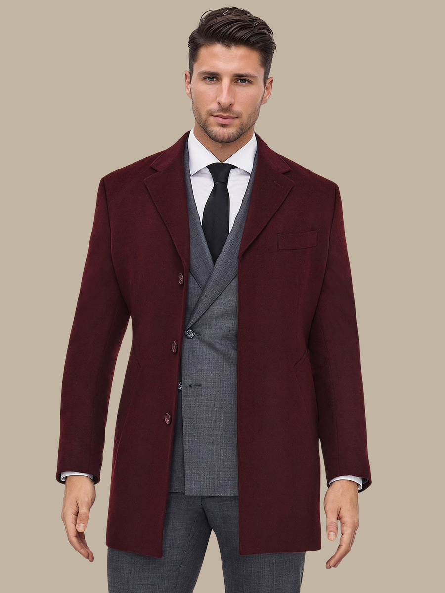 The Burgundy Wool Overcoat — garment photograph