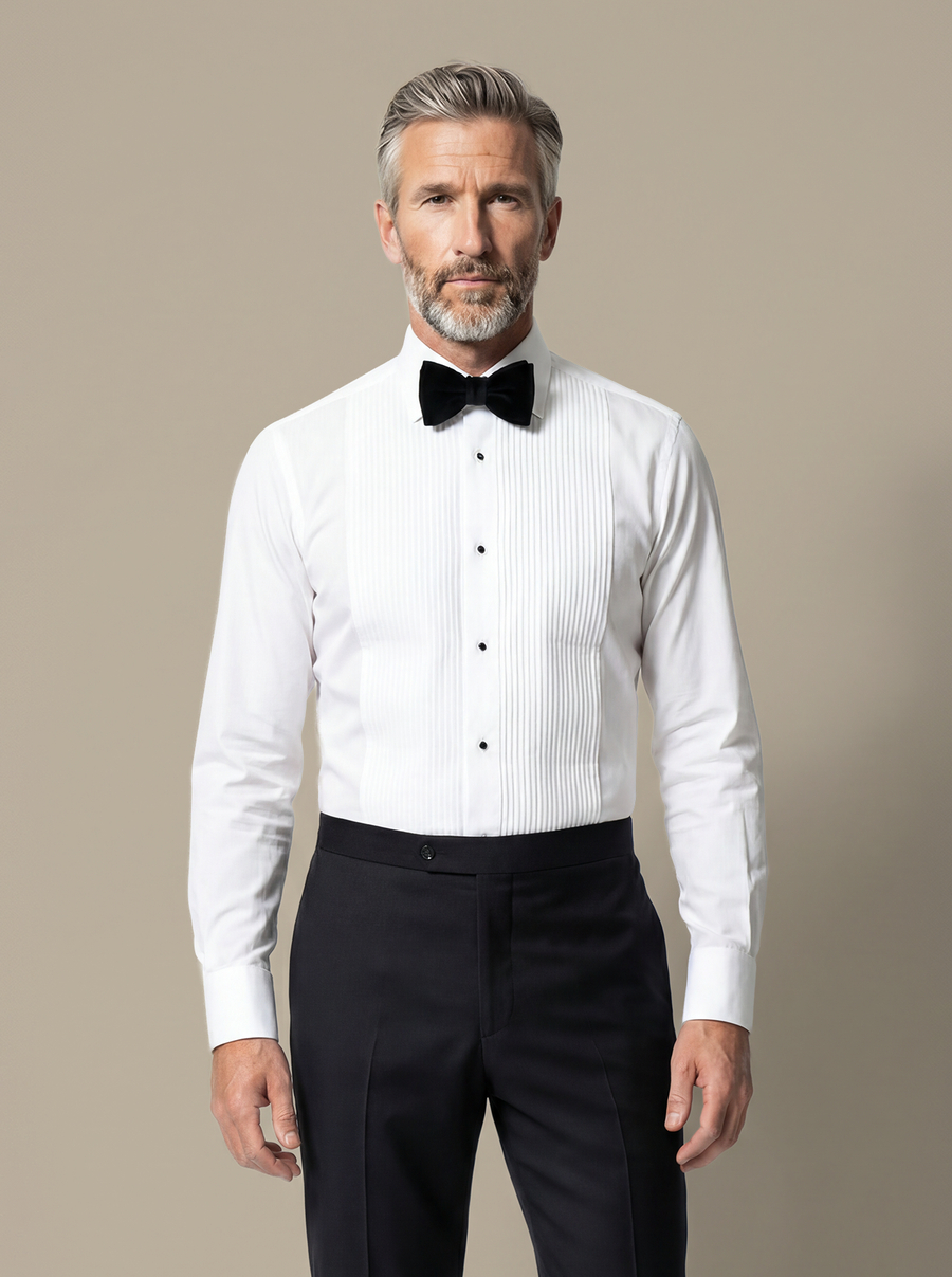 The Classic White Tuxedo Shirt — garment photograph