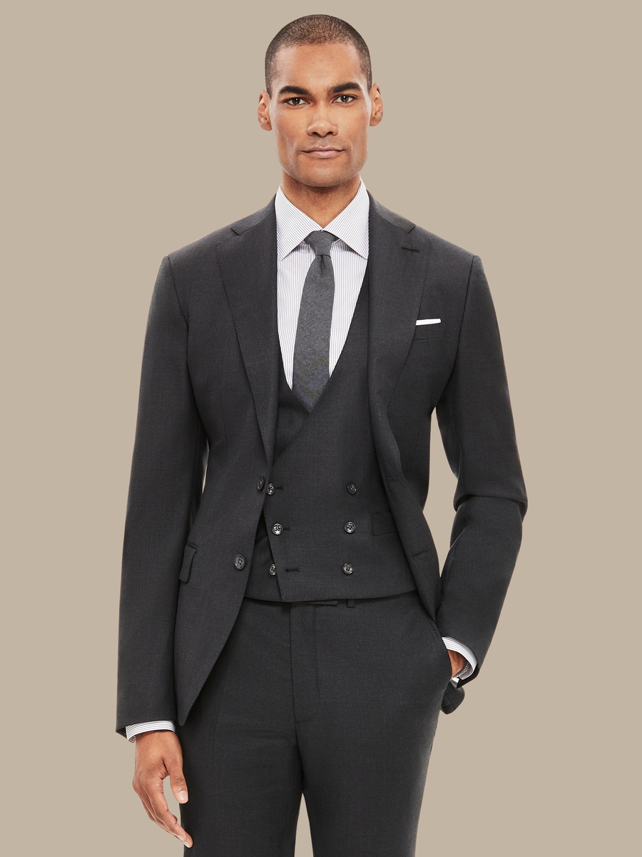 The Dark Grey Essential Three-Piece Suit — garment photograph