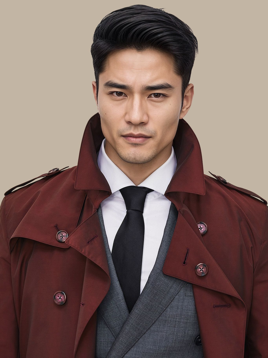 The Burgundy Refined Trench Coat — garment photograph