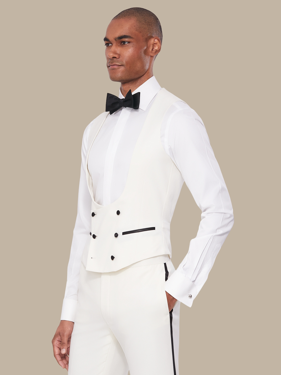 S180's Ivory Tuxedo Waistcoat — garment photograph