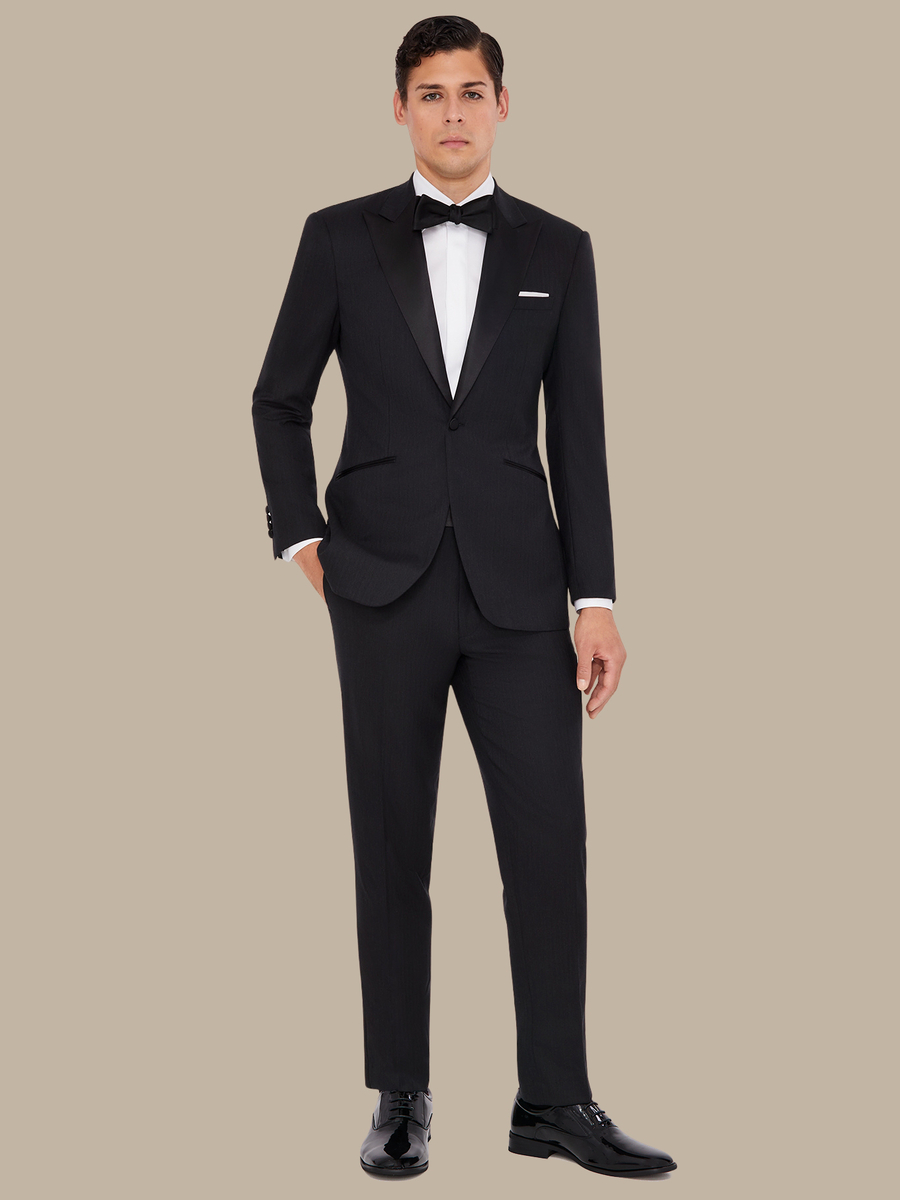 The Charcoal Herringbone Dinner Jacket — garment photograph