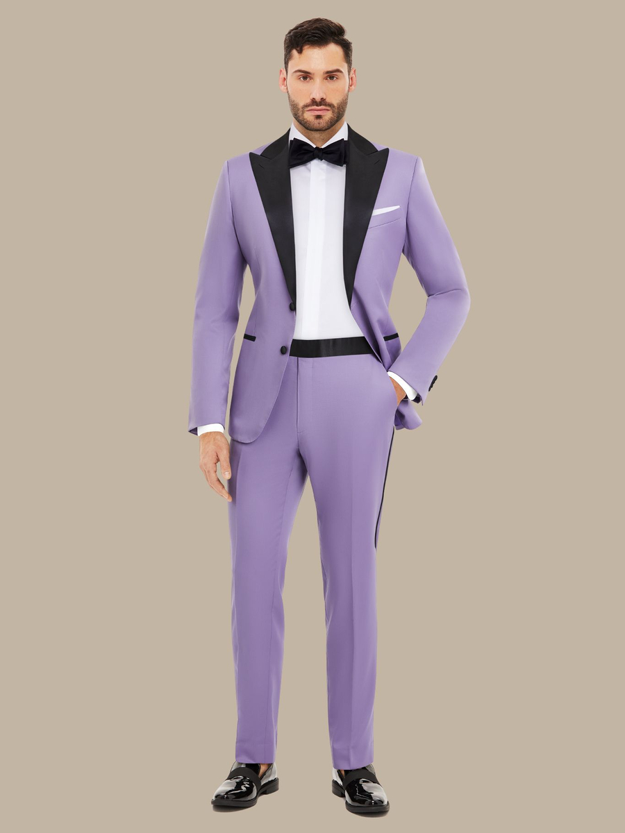 Superfine Merino Wool Lilac Tuxedo Trouser — garment photograph