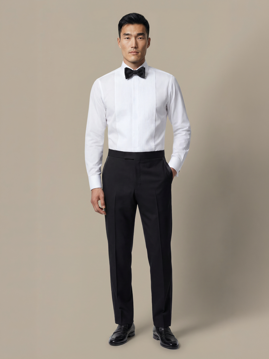 100's 2-Ply White Tuxedo Shirt — garment photograph