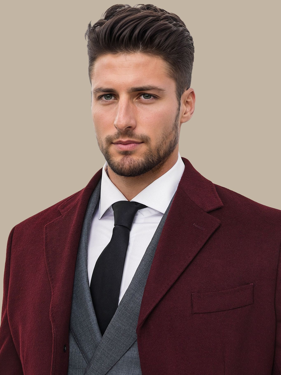 The Burgundy Wool Overcoat — garment photograph
