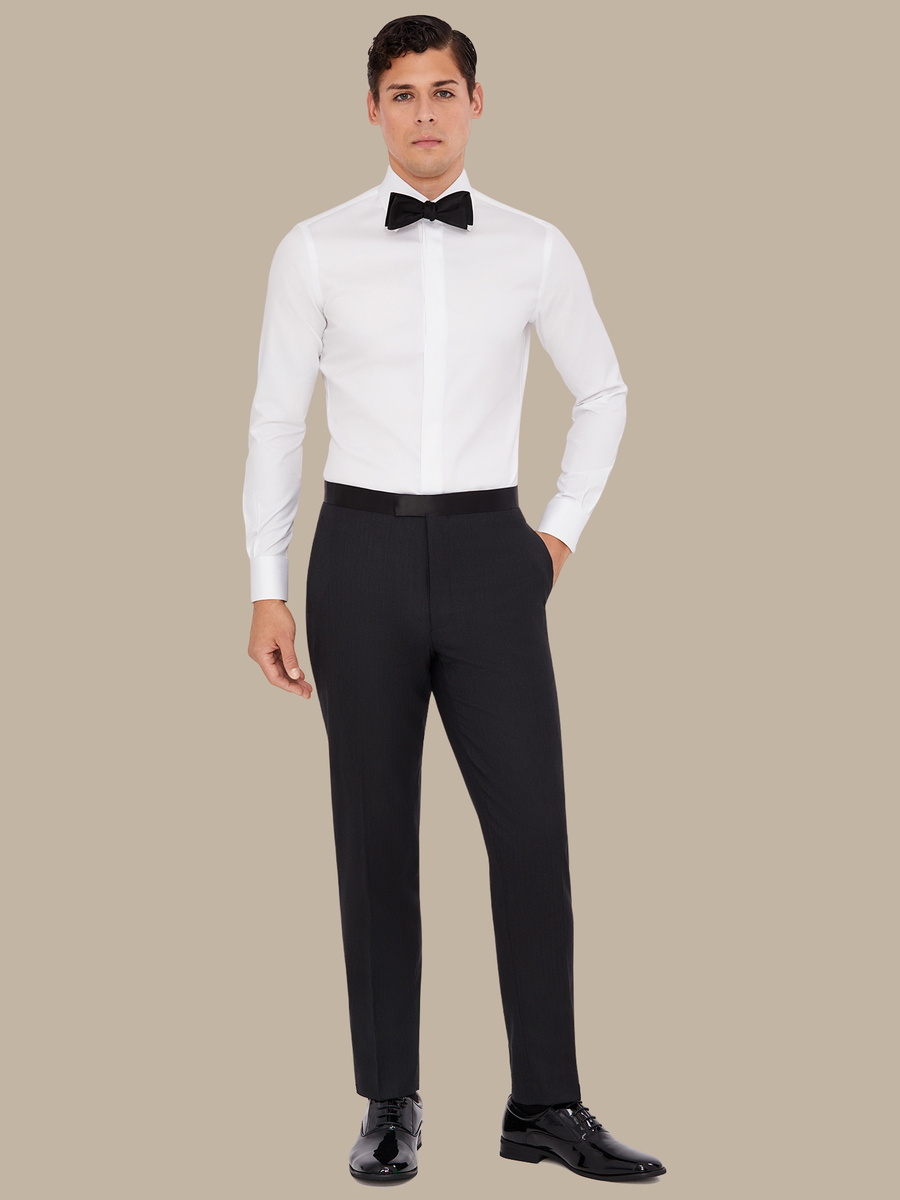 The Charcoal Herringbone Tuxedo Trousers — garment photograph