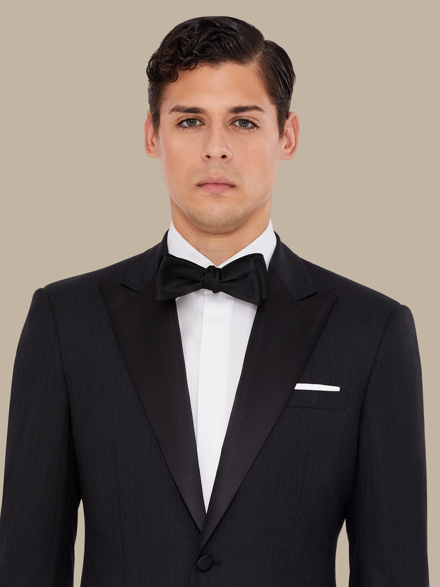 The Charcoal Herringbone Dinner Jacket — garment photograph