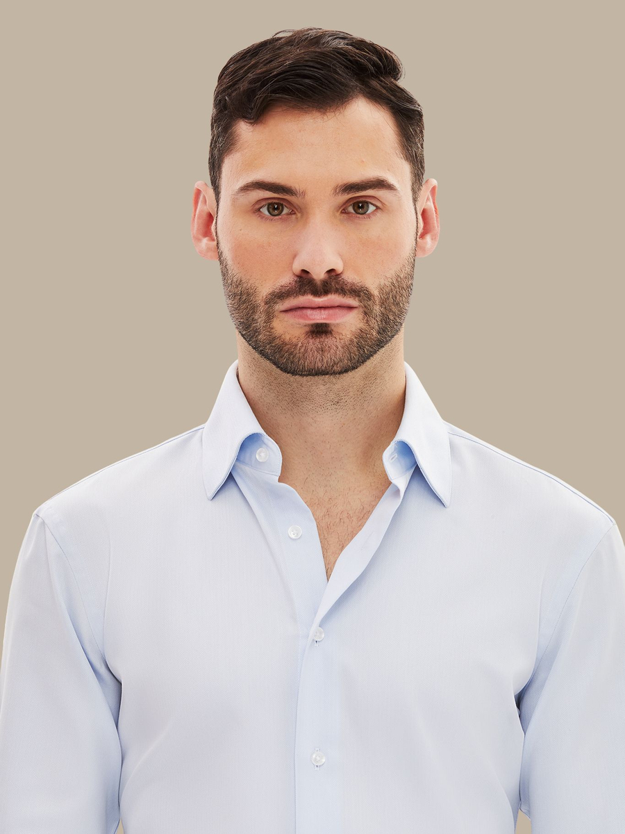 The Light Blue Herringbone Shirt — garment photograph