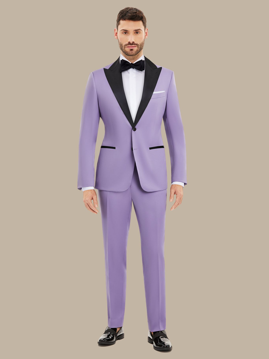 Superfine Merino Wool Lilac Tuxedo Trouser — garment photograph