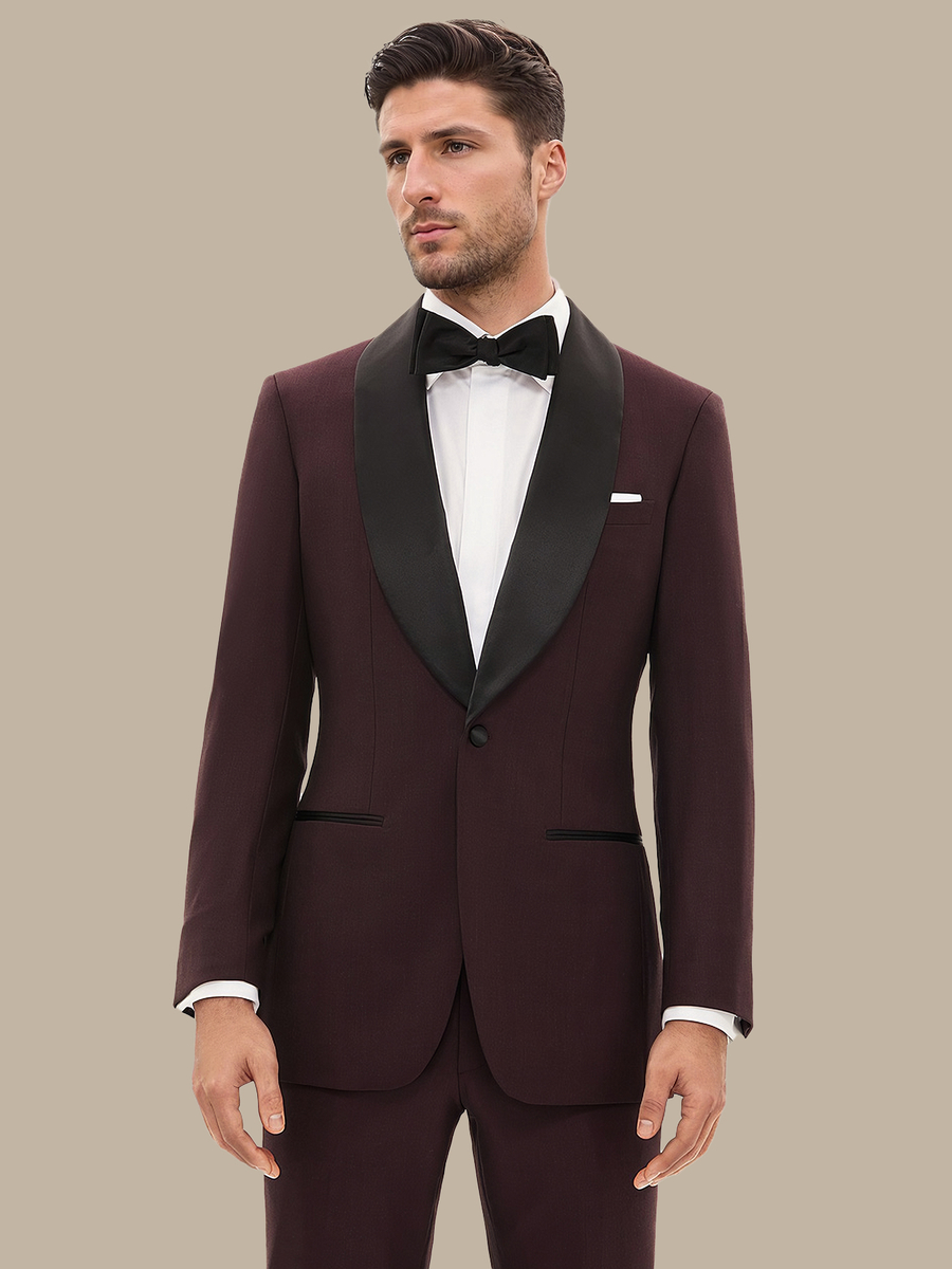 The Burgundy Refined Dinner Jacket — garment photograph