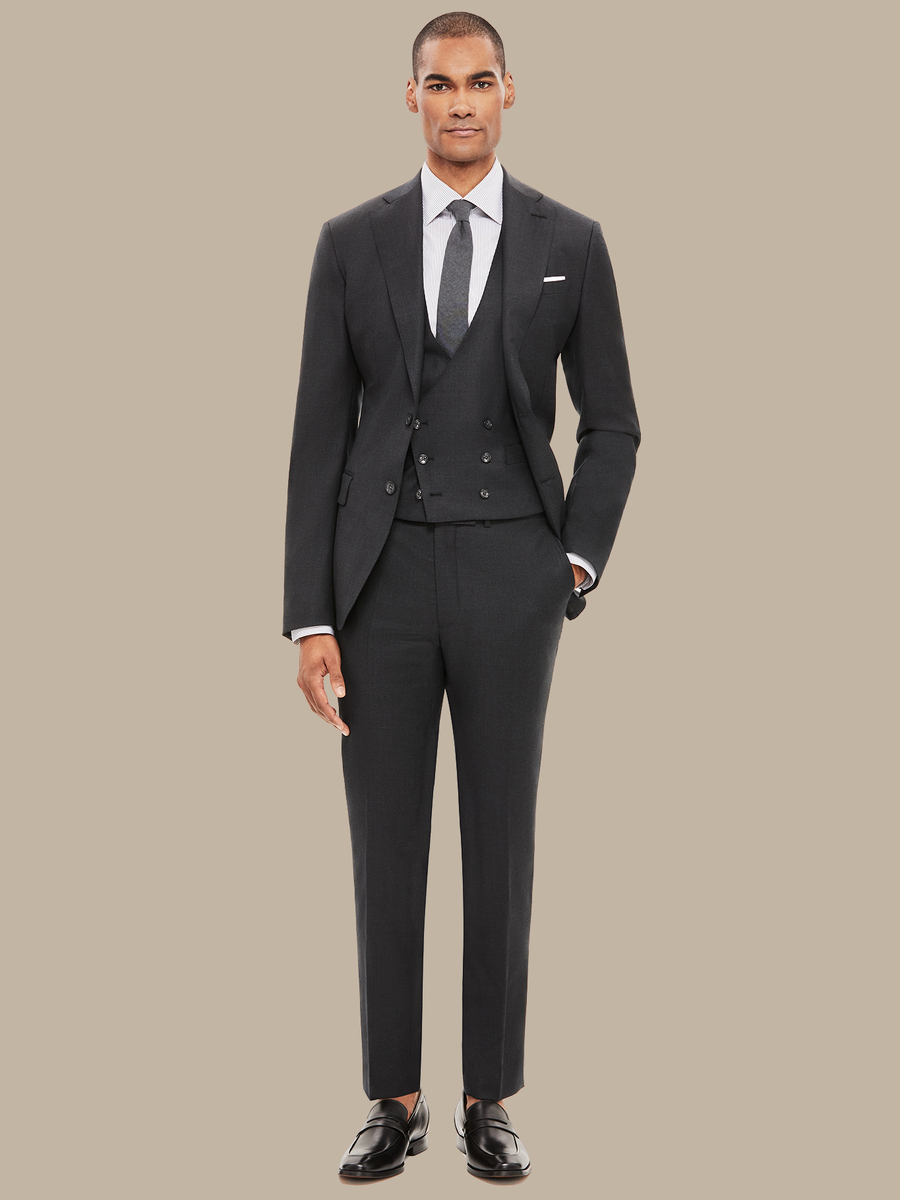 The Dark Grey Essential Three-Piece Suit — garment photograph