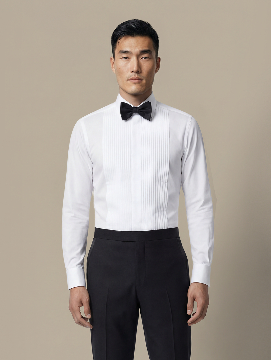 100's 2-Ply White Tuxedo Shirt — garment photograph