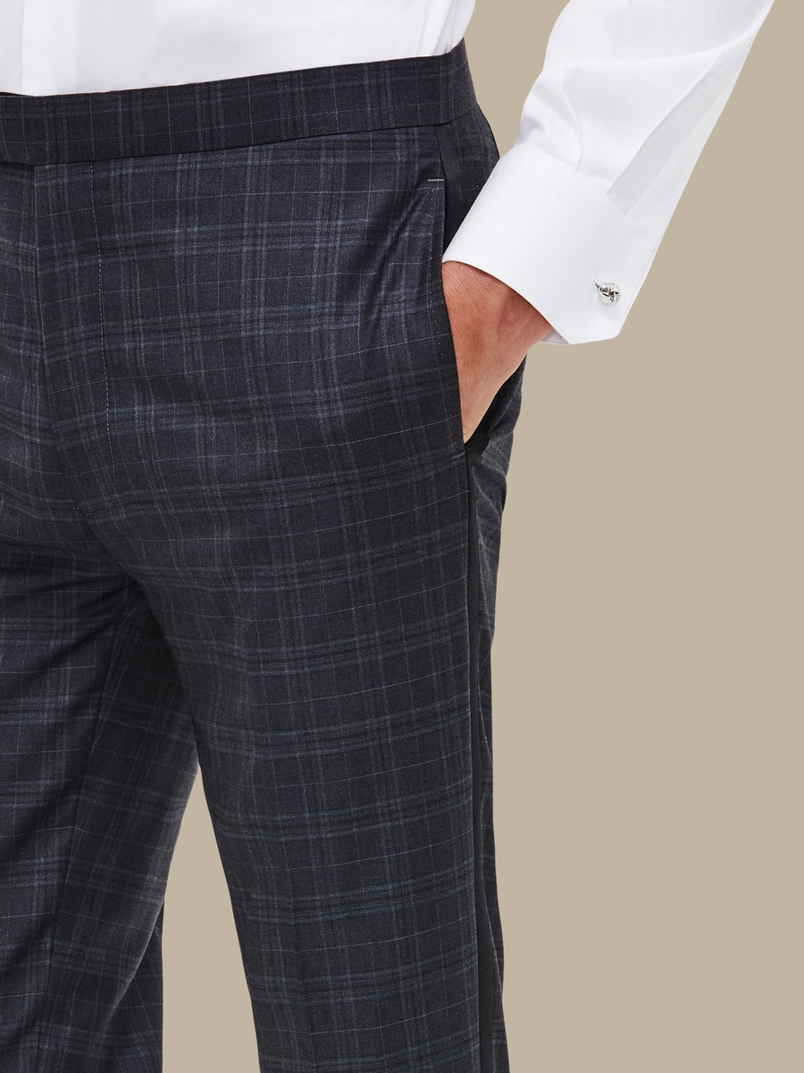 The Grey Plaid Tuxedo Trousers — garment photograph