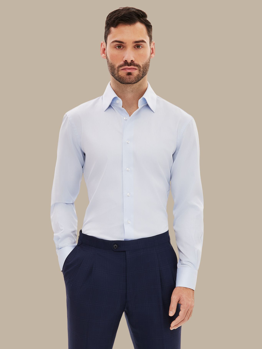The Light Blue Herringbone Shirt — garment photograph