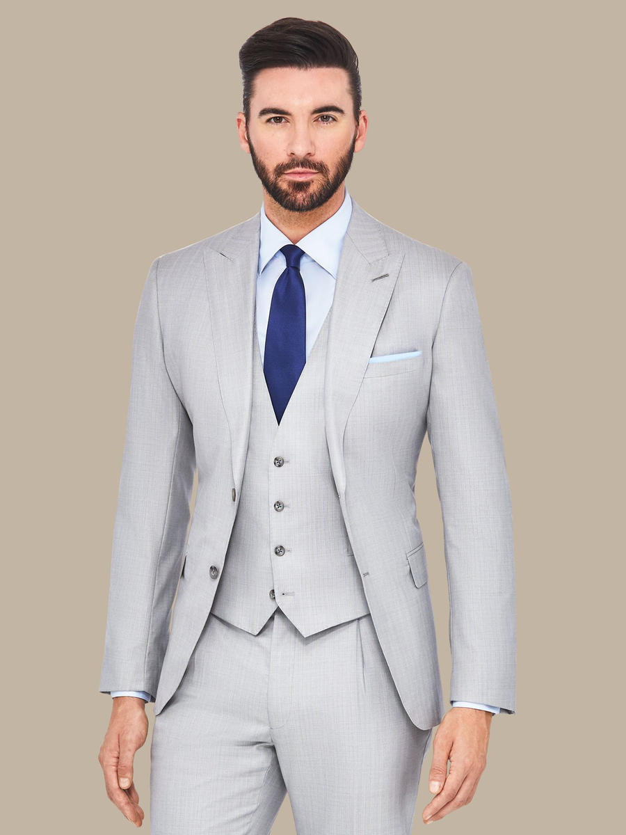 S200's Light Grey and Blue Herringbone Waistcoat — garment photograph