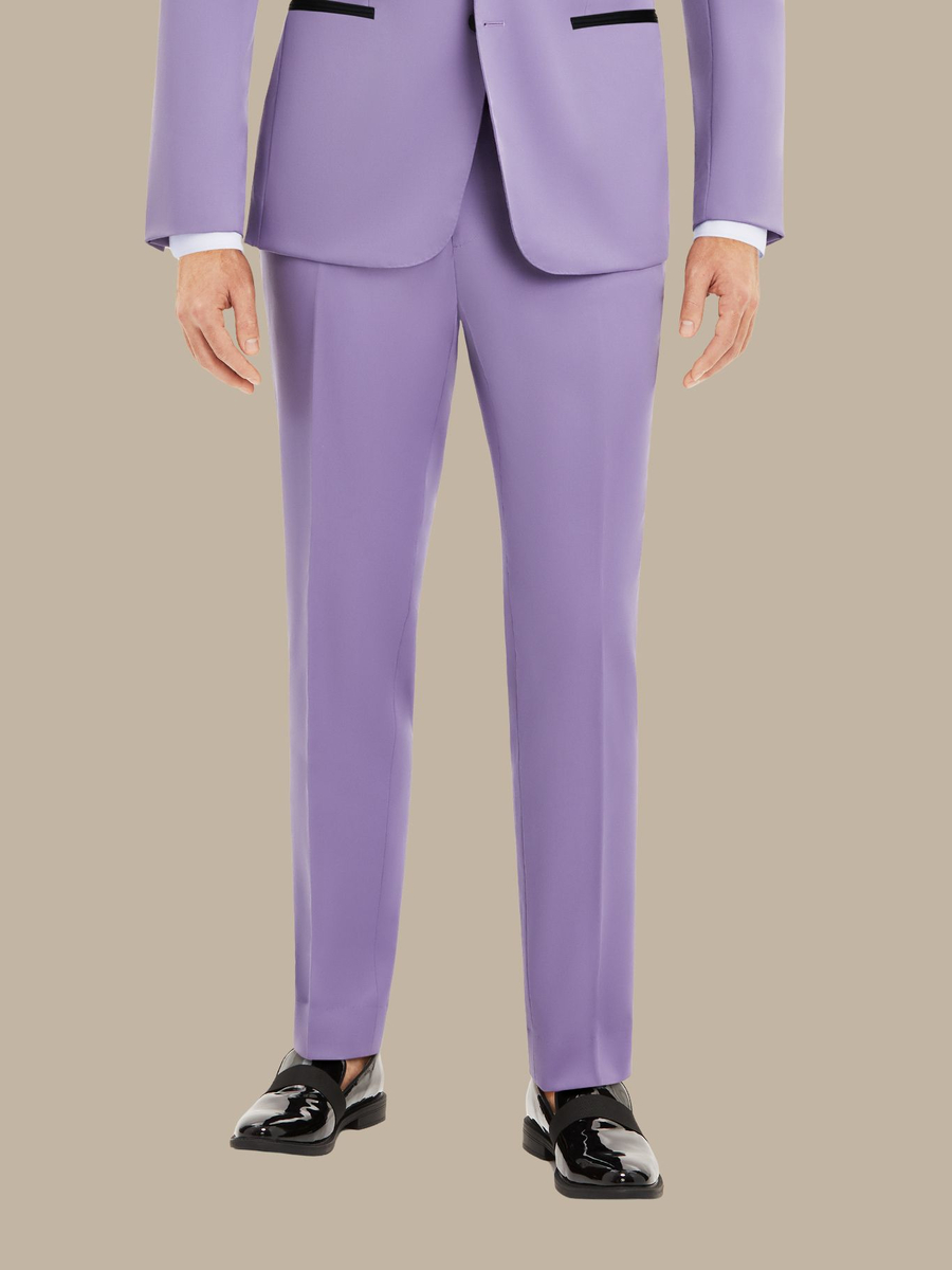 Superfine Merino Wool Lilac Tuxedo Trouser — garment photograph