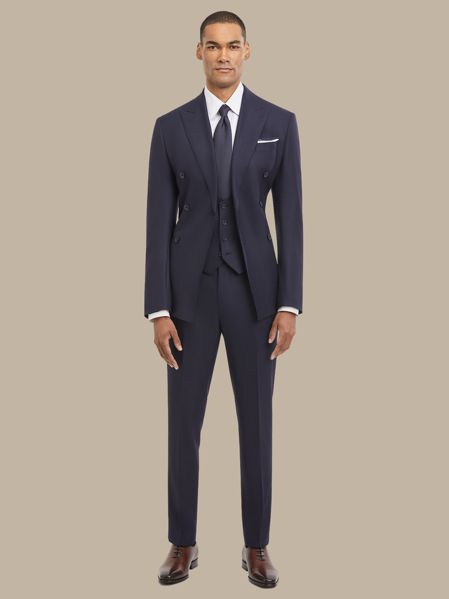 S180's Dark Blue Hopsack Waistcoat — garment photograph