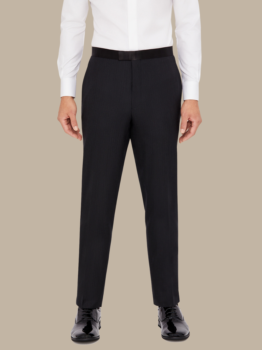 The Charcoal Herringbone Tuxedo Trousers — garment photograph