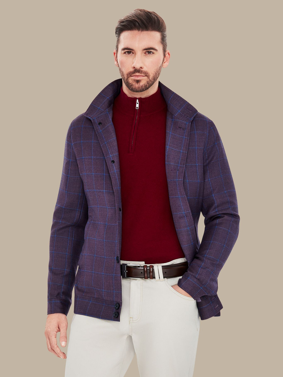 The Crimson Windowpane Bomber — garment photograph