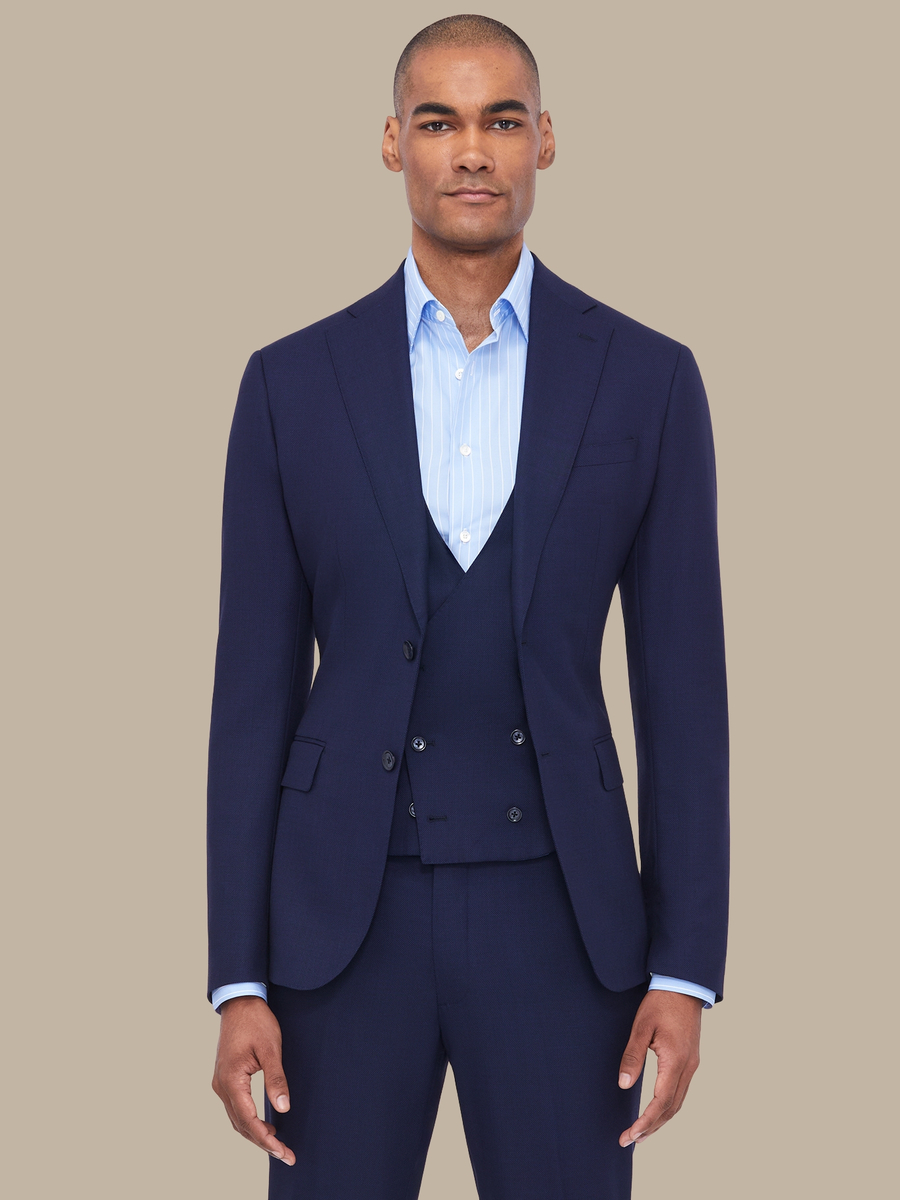 The Blue Birdseye Three-Piece Suit — garment photograph